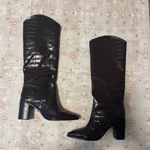 SCHUTZ MARYANA BLOCK BOOT CHOCOLATE BROWN